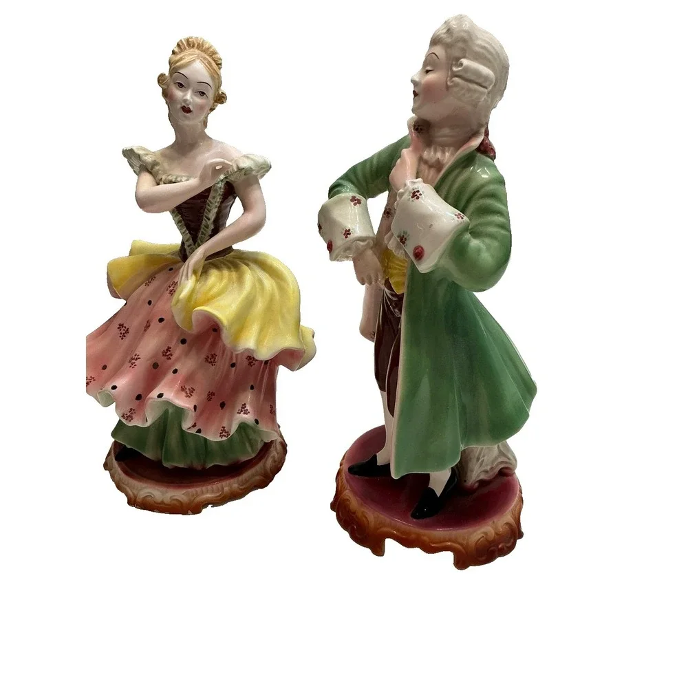 Vintage Italian Porcelain Figurines Pair Made in Italy Capodimonte Style Set 2 - Picture 13 of 13